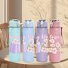 1PC Cherry Blossom Flower Vase Print 750ml Color Plastic Sports Water Bottle Leakproof Flip Straw Lid Suitable for Sports Office Home Use