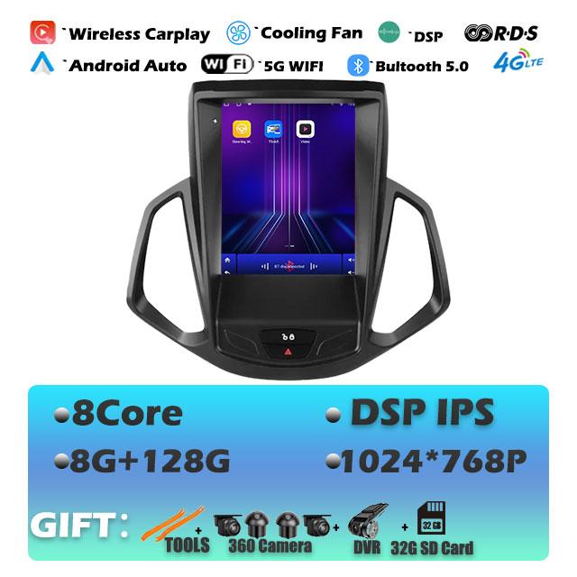 9.7 Lnch For Ford EcoSport 2013-2017 Android 14 Car Radio Auto Multimedia Player IPS Tesla Vertical GPS Carplay Stereo DVR