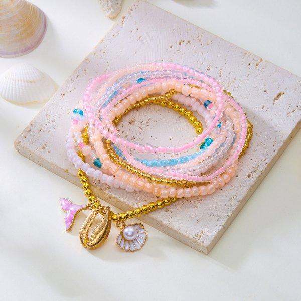 Bohemian Imitation Shell Beads Bracelet For Women Sea Star Turtle Woven Rope Bracelet Handmade Friendship Beach Holiday Jewelry