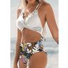 Fashion Women Floral Print Breast Pad Swimwear Split Bikini Bathing Swimsuit
