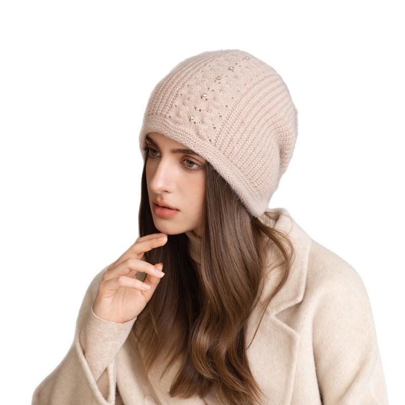 Japanese Autumn And Winter Hats Women'S Solid Color Ear Protection Warm Knitted Hats Big Head Circumference Fashionable Versatile Wool Hats