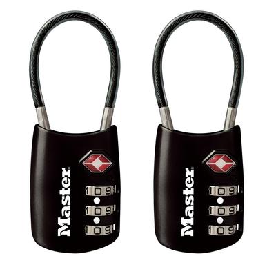 TSA Lock Dial Combination Lock Compact 30mm Width 80mm Cable Length Suitcase Travel Bag Security Lock D4688JADBLK Black 2-Pack