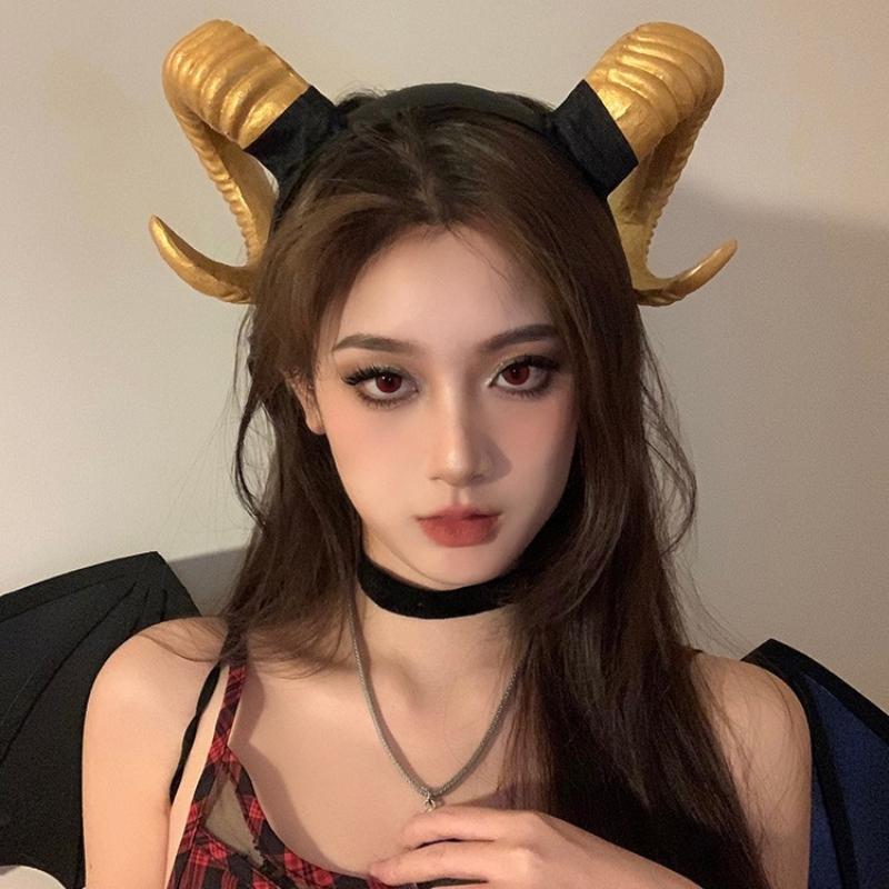 1 Piece Gothic Animal Sheep Devil Horns Headband Halloween Carnival Party Costume Props Demon Horn Headdress Cosplay Headwear