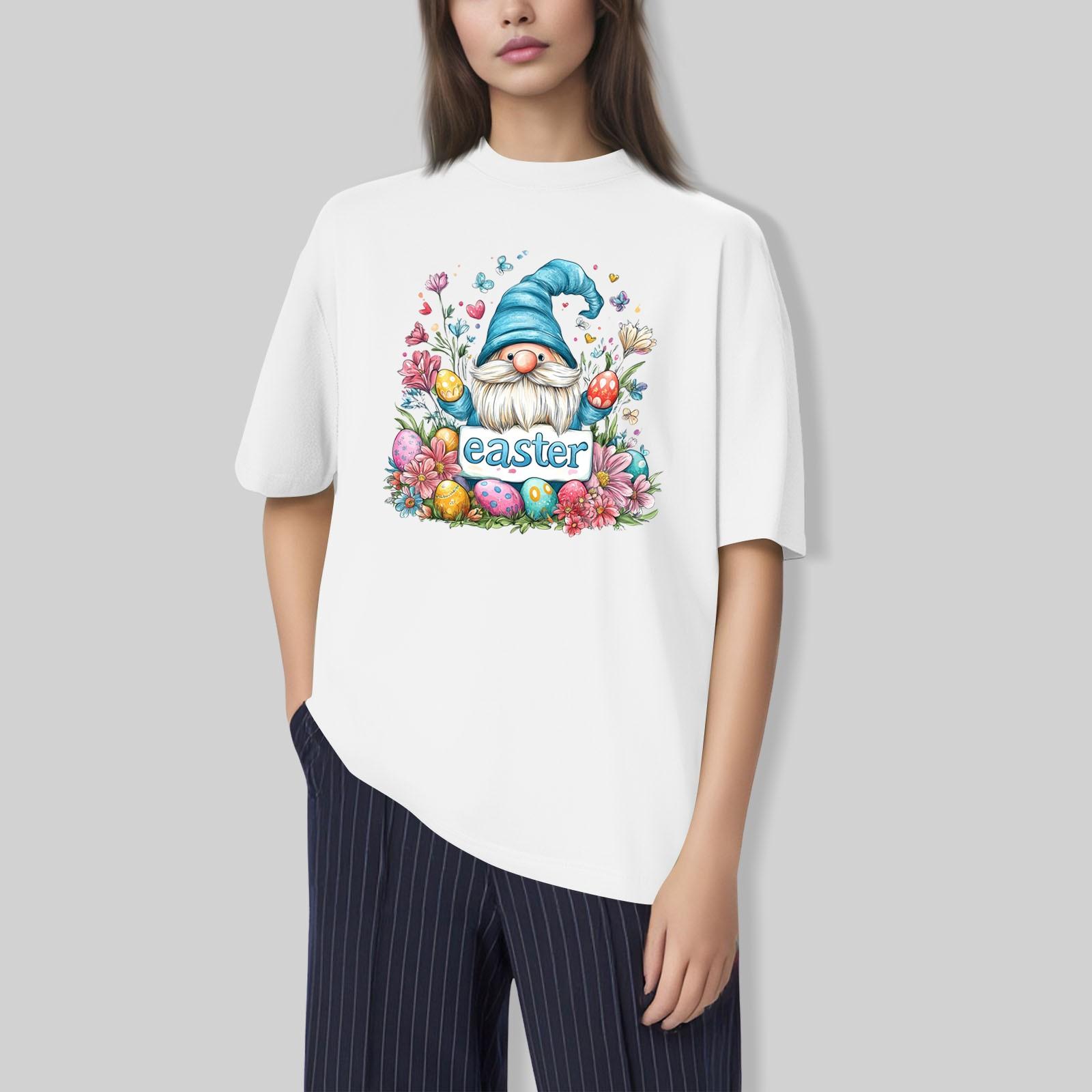 

Чоловіча та жіноча повсякденна вільна футболка з принтом, пуловер з круглим вирізом і короткими рукавами XL білий