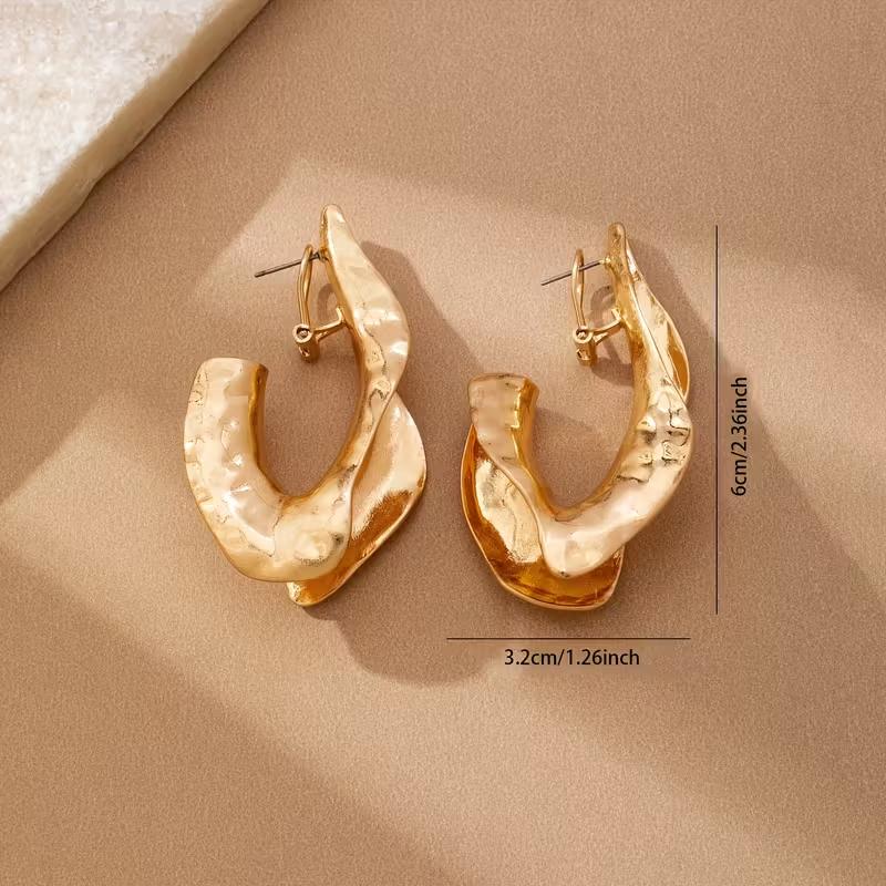 Exaggerated Creative Irregular Geometric Teardrop Shaped Earrings for Women Vintage Earring Party Jewelry Gifts