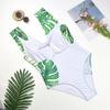 Wzburzyć Bikini Jednoczęściowy strój kąpielowy Kobiety Stroje kąpielowe Backless V-Neck Monokini Print Kostium kąpielowy