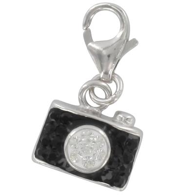 [Q4900] - Silberner Charm-Anhänger 'Kamera', schwarz versilbert (rhodiniert) - 10x6 mm