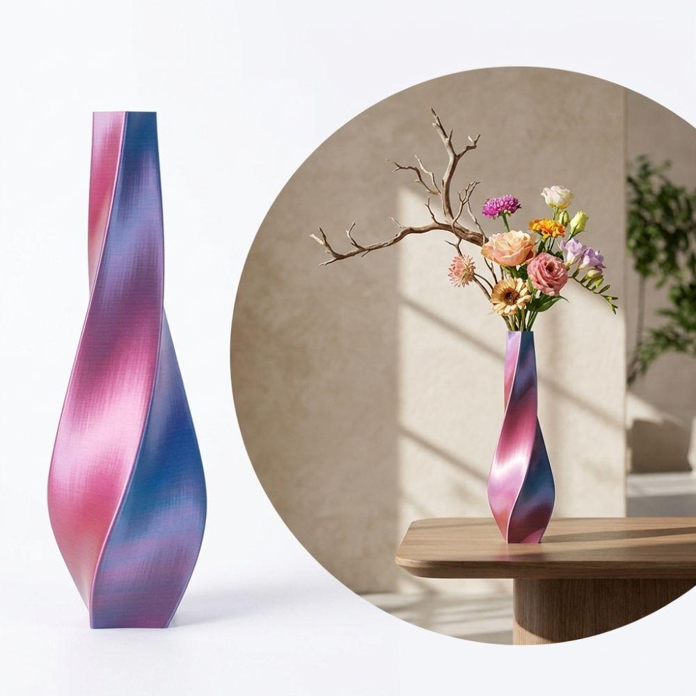 Twisted Design 3D Printed Flower Vases Gradient Color Plant Pot Home Desktop Decorations