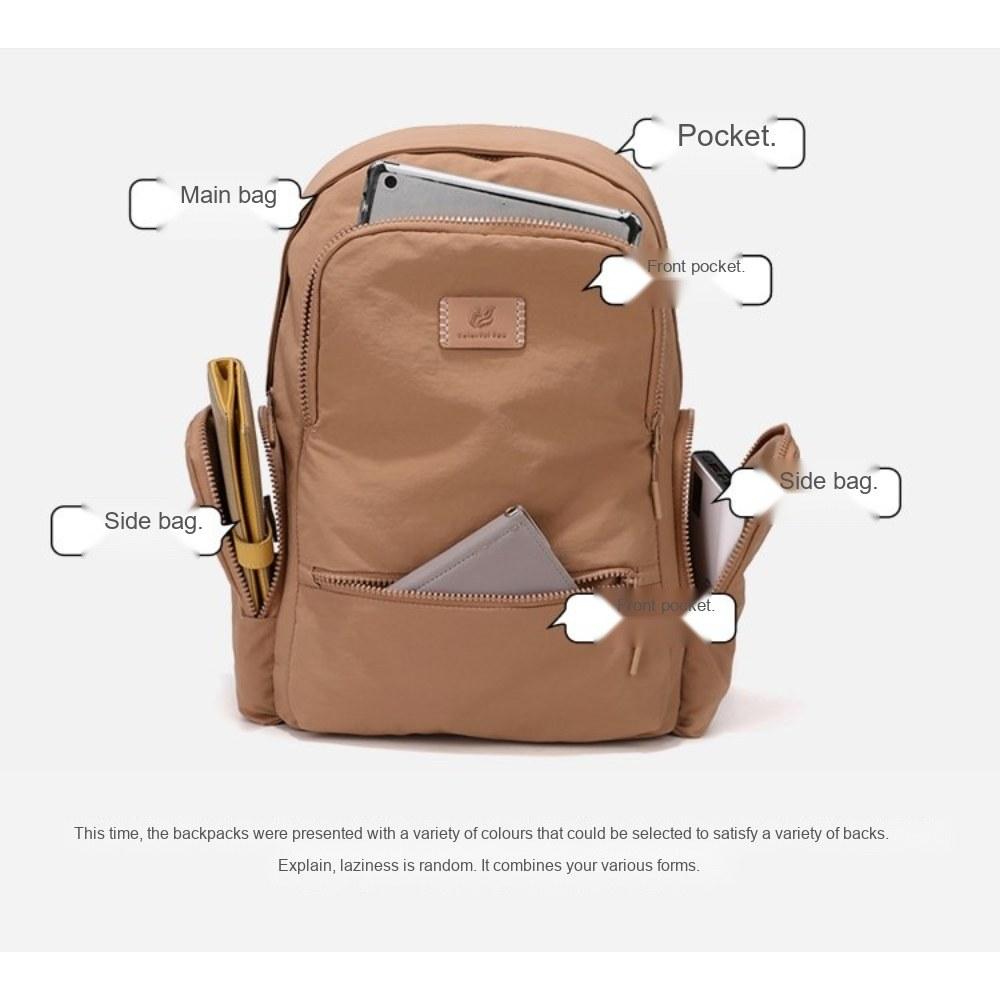Women Large Capacity Multi Pocket Nylon Backpack with Adjustable Straps for Commute Travel