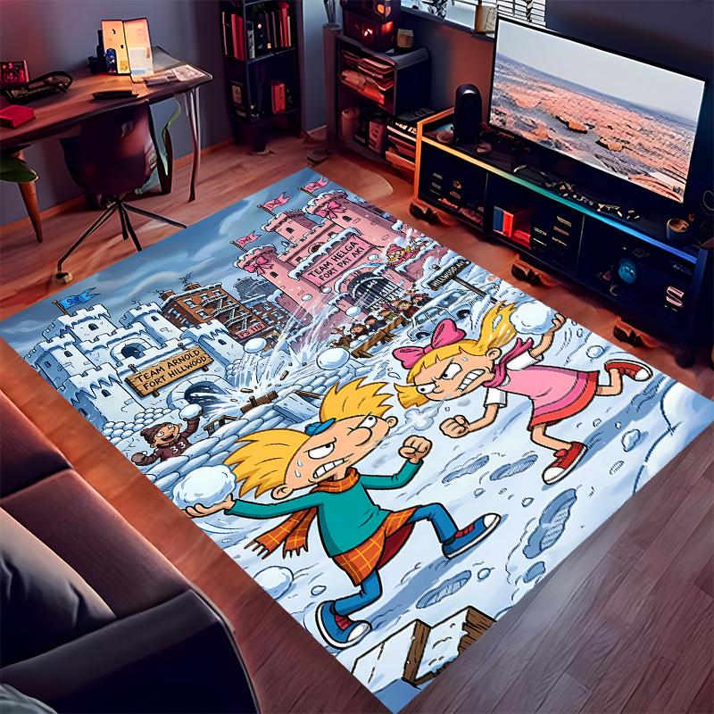 1pc Hey Arnold Print Area Rug - Soft,Washable Non-Slip Indoor Mat for Office Chairs,Living Room,Home Office Decorative Rug