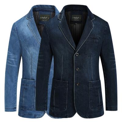 Herbst Herren Freizeitanzüge Herren Denim Kleine Anzüge Maßgeschneiderte Jacken Große Größen Mäntel