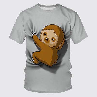 Fashionable Cartoon Fun Short Sleeved 3D Digital Printed Funny Sloth Graphic Men's T-Shirts Men’s
