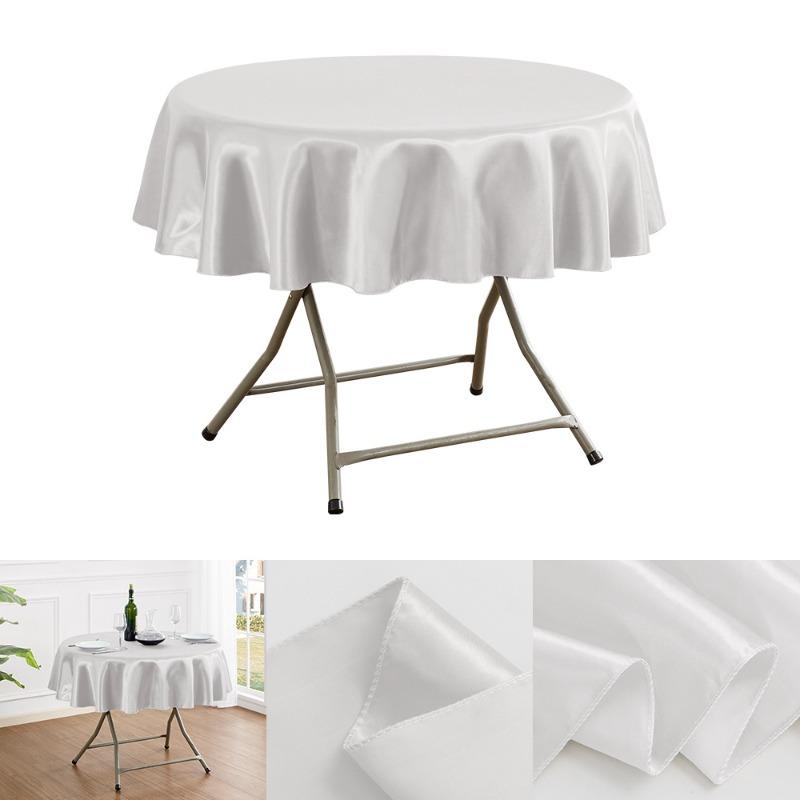 150/180/200cm Round Satin Tablecloth Bright Silk Tablecloth For Baby Shower Wedding Birthday Party Banquet Christmas Table Decor