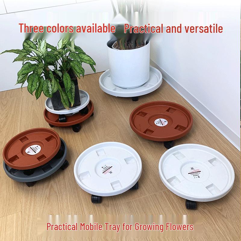 Large Rolling Flower Pot Base with Thickened Plastic Tray and Universal Wheels