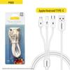 PISEN 3-in-1 Multi-Function Charging Cable: Compatible with Apple 14, Android, Type-C Devices.