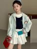 Girls' Hooded Embroidered Zipper Jacket - 2026 Autumn Collection, Long Sleeve Cardigan for Medium & Large Children