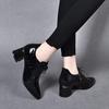Fashion Pointed High Heels Autumn New Thick Heel Lace-up Small Leather Shoes Cow Patent Leather Deep Mouth Women's Shoes