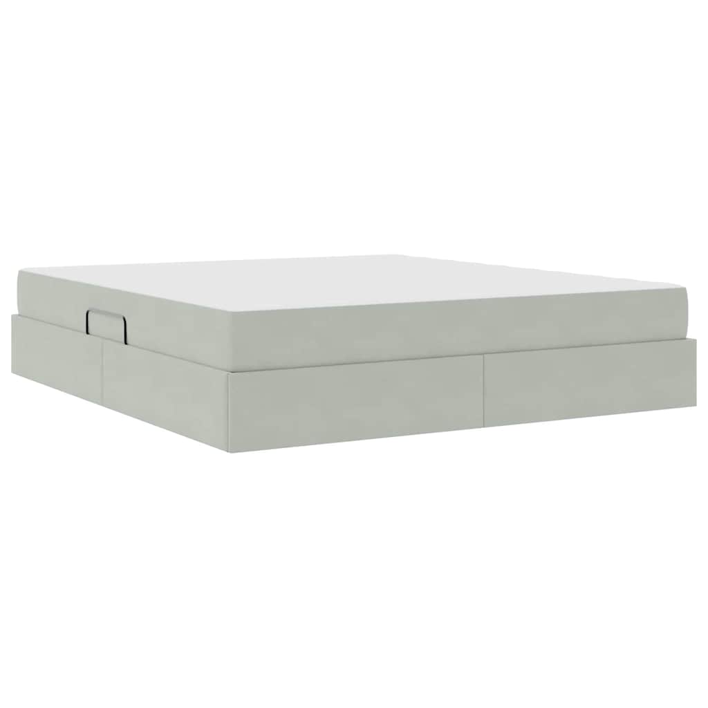 Storage Bed with Mattress Light Grey 160 x 200 cm Velvet