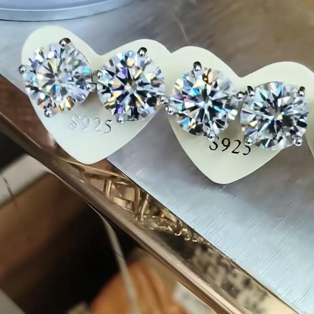 6A Grade 5carats Big Size Mozambique diamond Earing 925 Sliver Jewelry Polished for Wedding & Love Gifts