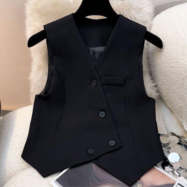 Early Spring SlimVest Pants 2 Piece Set Simple Straight Leg Trousers Sleeveless Suit Outfit