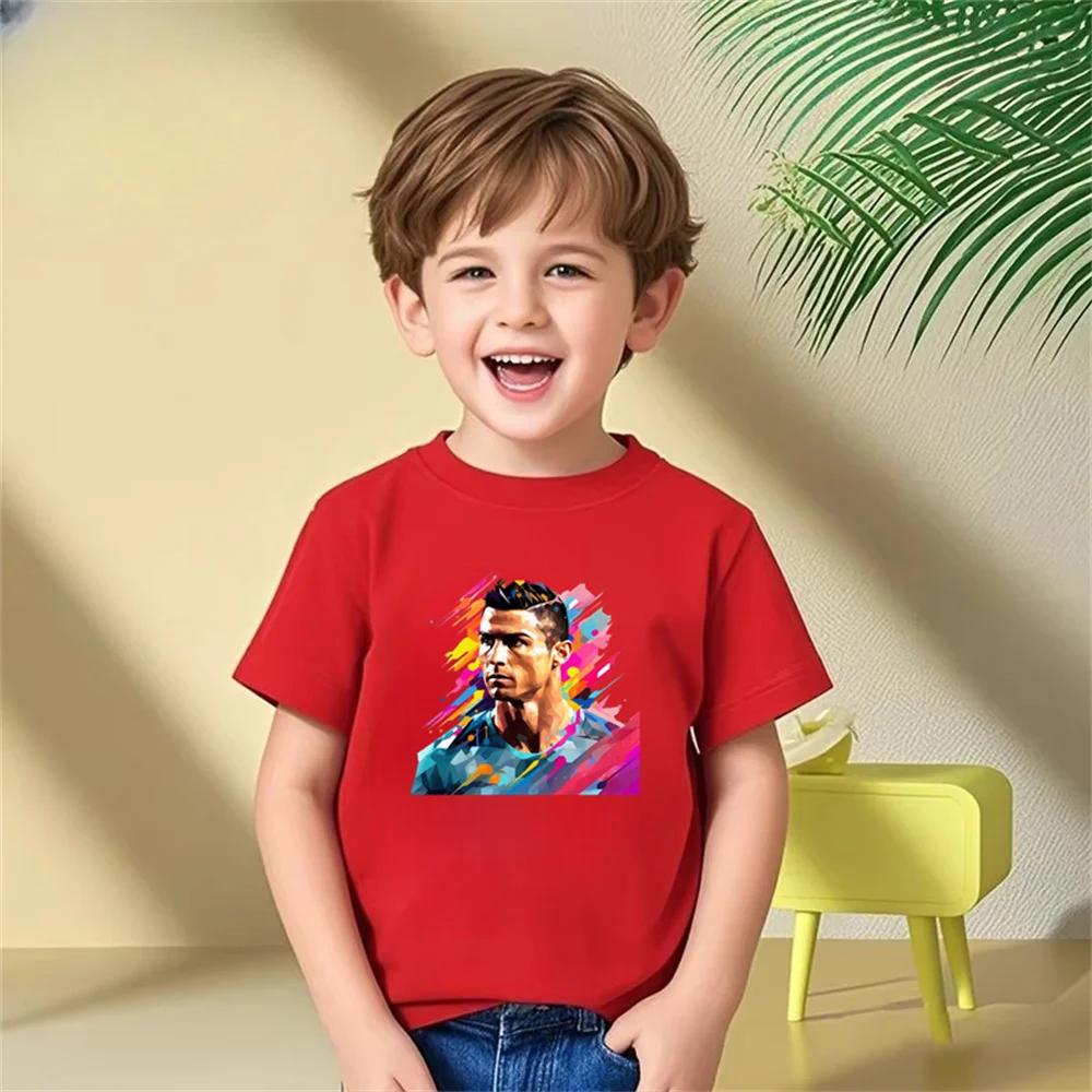 Ultima T-shirt in Puro Cotone da Uomo per Fan con Stampa della Superstella del Calcio Cristiano Ronaldo Edizione Commemorativa Classica Top in Cotone