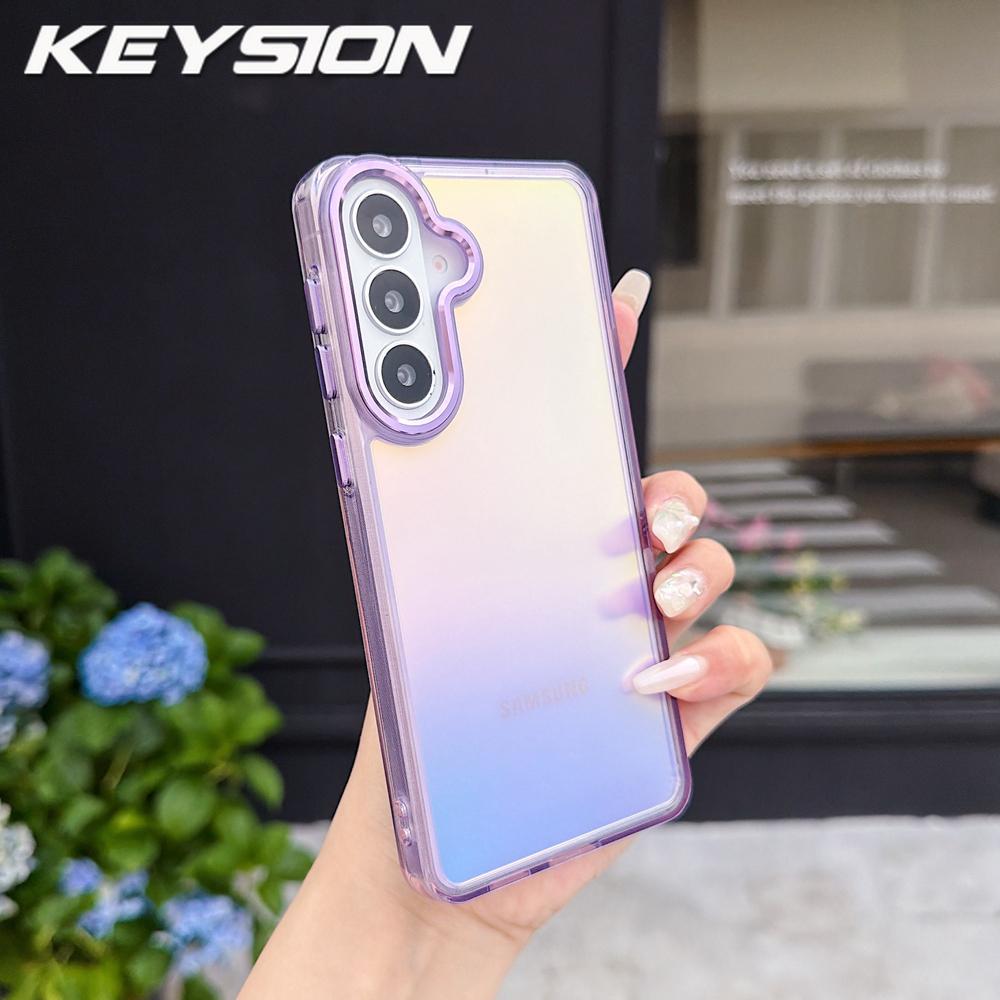 KEYSION Laser Gradient Colorful Phone Case for Samsung Galaxy S24 S25 S26 Ultra 5G S26+ S25 FE TPU+PC Shockproof Back Cover