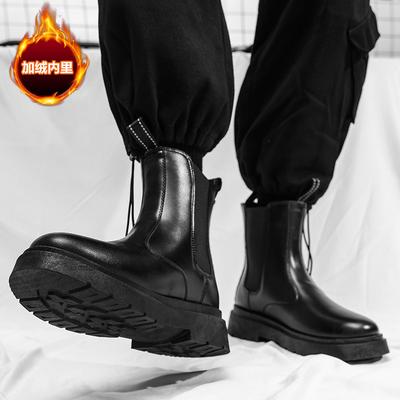 Herbst und Winter neue Chelsea Boots Herrenstiefel Britische Martin Stiefel Herren Winter Samt Kamin High-Top Dicksohlige Herrenstiefel