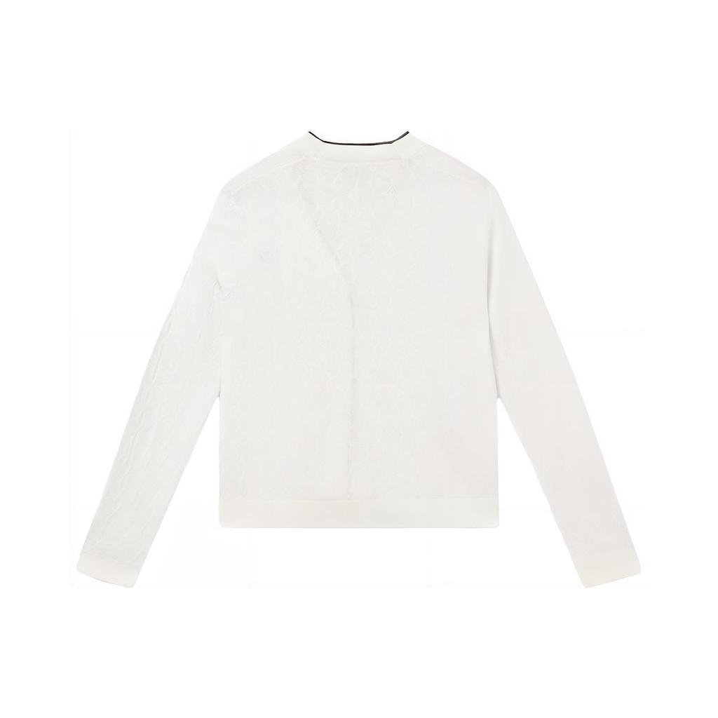 FILA Solid Color Open Front Casual Knit Sweater Women sweater Steam-White F11W331410FIV