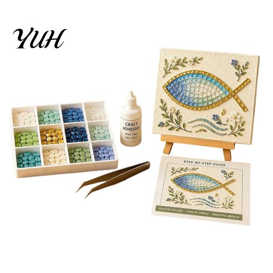 Meaningful Spiritual Art Projects Christian Sea Glass Kit, DIY Religious Mosaic Kit for Adults, Faith Bible Based Creative Hobbies Inspired
