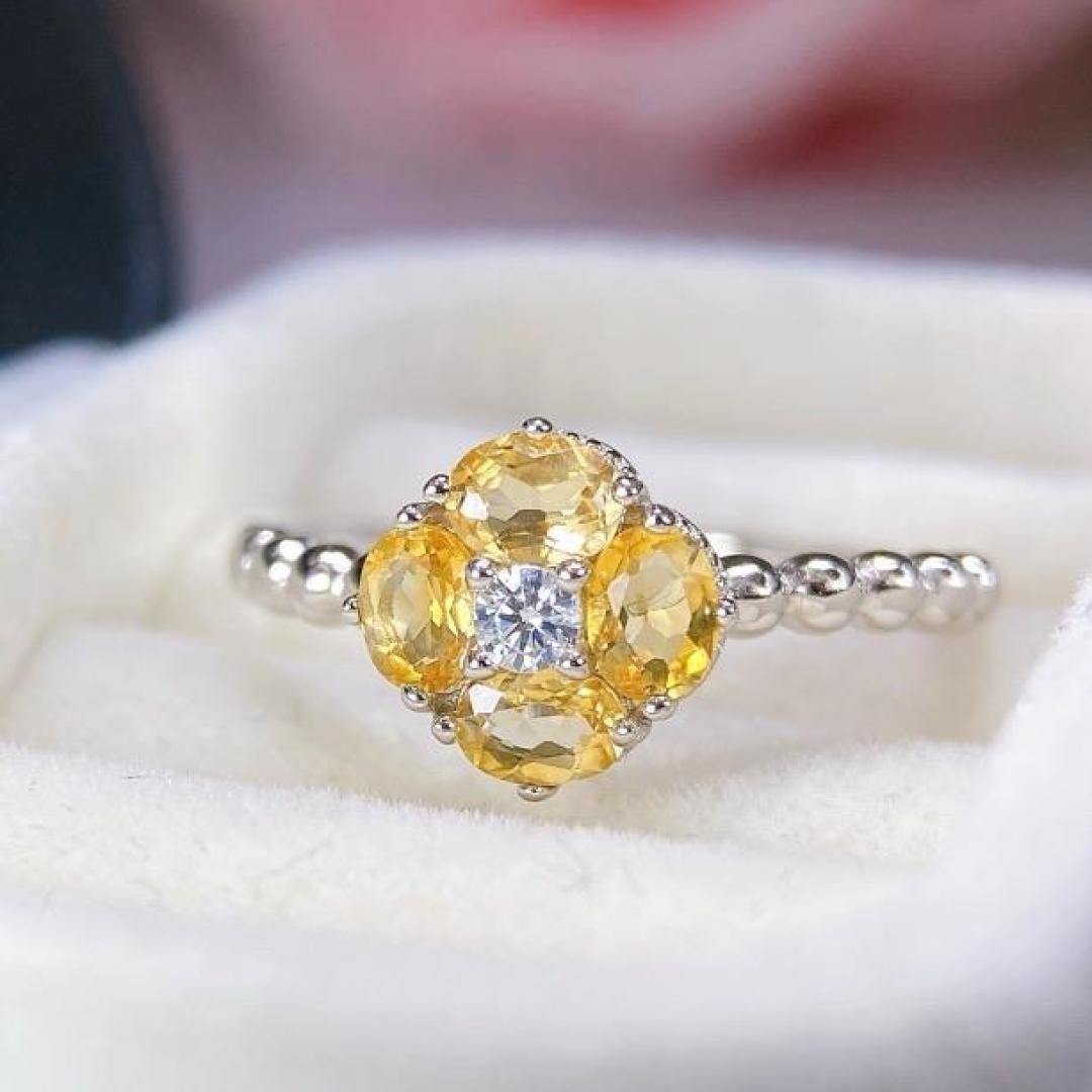 Elegant Adjustable Women s Citrine Ring in S925 Silver Adjustable Band