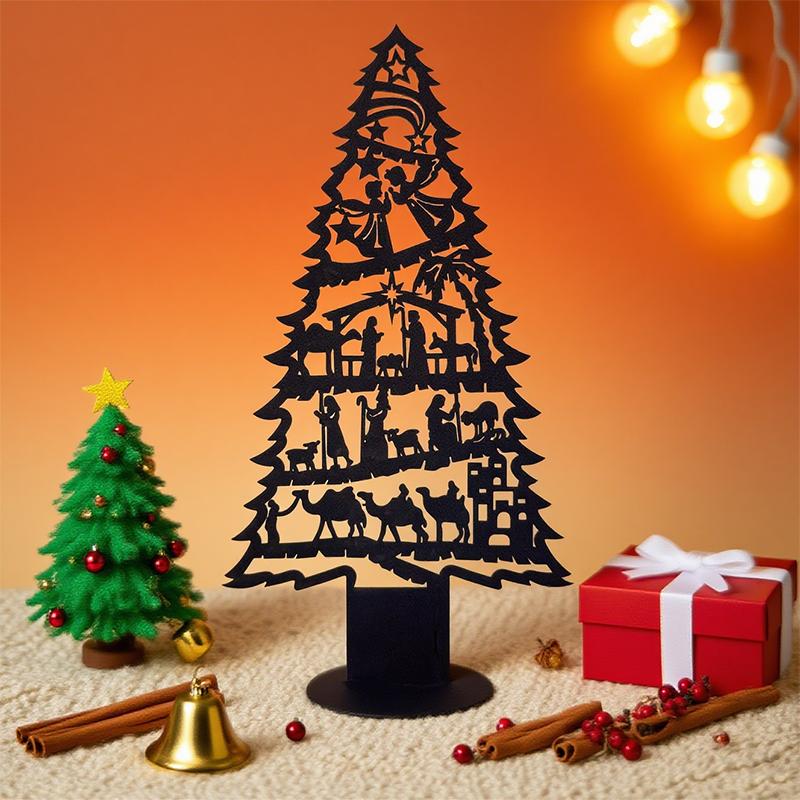 1Pc Iron Art Hollow Christmas Tree Ornament, Christmas Scene Decoration, Desktop Decoration, Christmas Tree Desktop Decoration Ornament, D