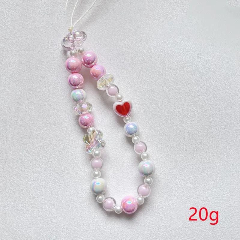 Dulce și Drăguț Roz Căpșună Curea Mobilă Lanțuri Telefon Pentru Femei Lanț de Perle Pandantiv Telefon Farmec Breloc Șnur Anti-Pierdere Bijuterii