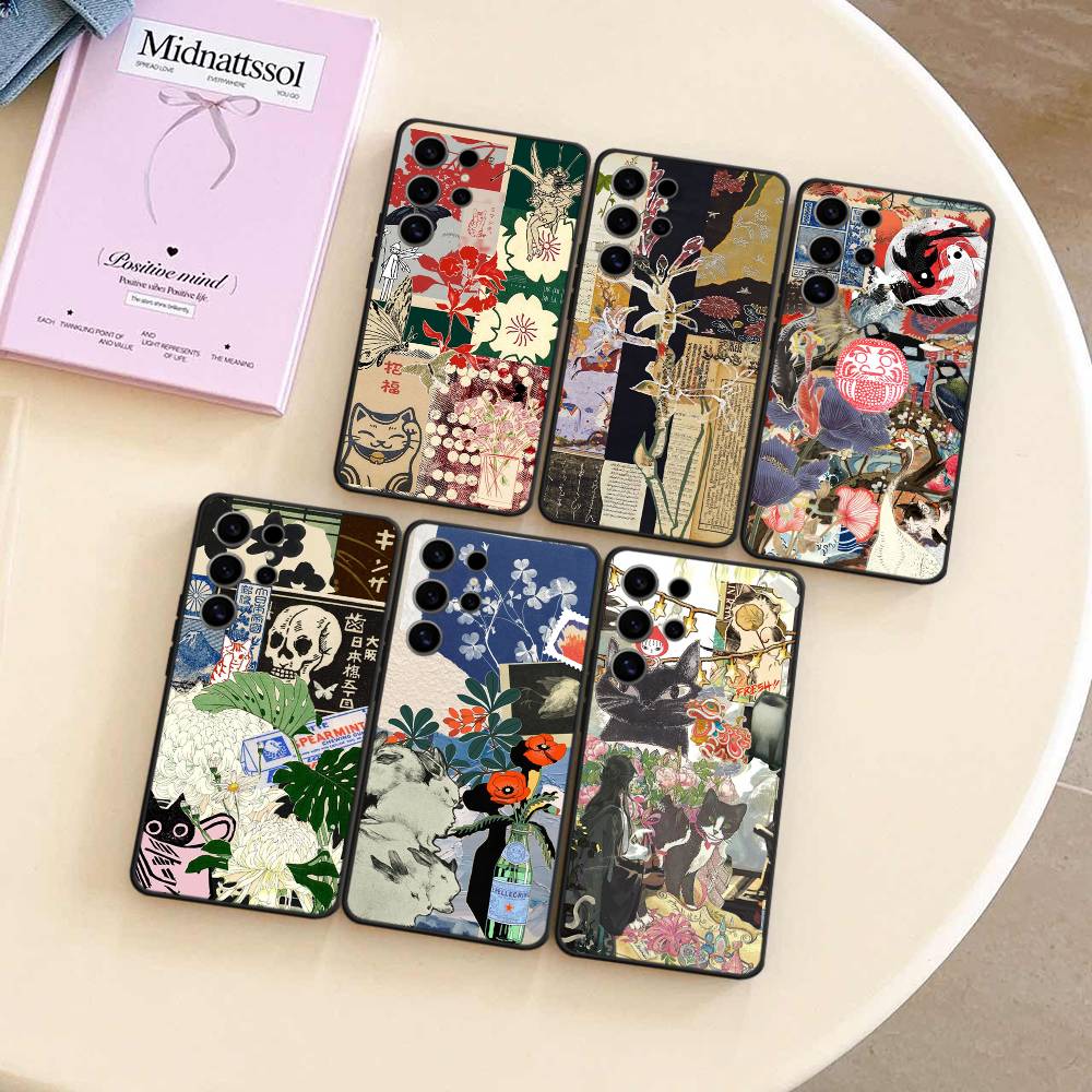 China Chic Mosaic Graffiti Green Rattan Case For Samsung Galaxy Case S25 S23 S22 S21 S30 S20 S10 Ultra Plus FE TPU Soft Cover