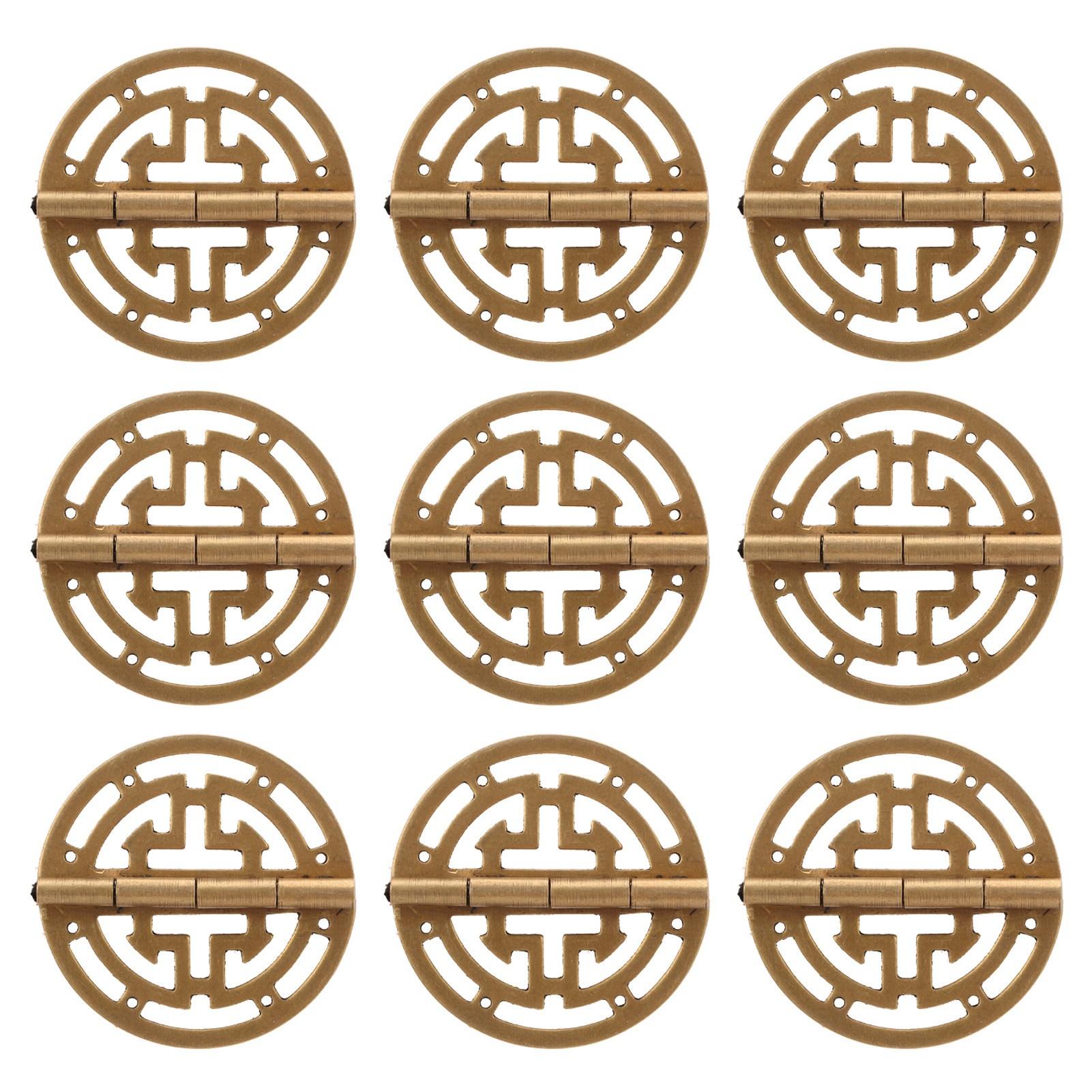 

10 Sets Bronze Round Brass Hinges Antique Style Corrosion Resistant Jewelry Box Hinge for Cabinets Gift Boxes Wine Boxes