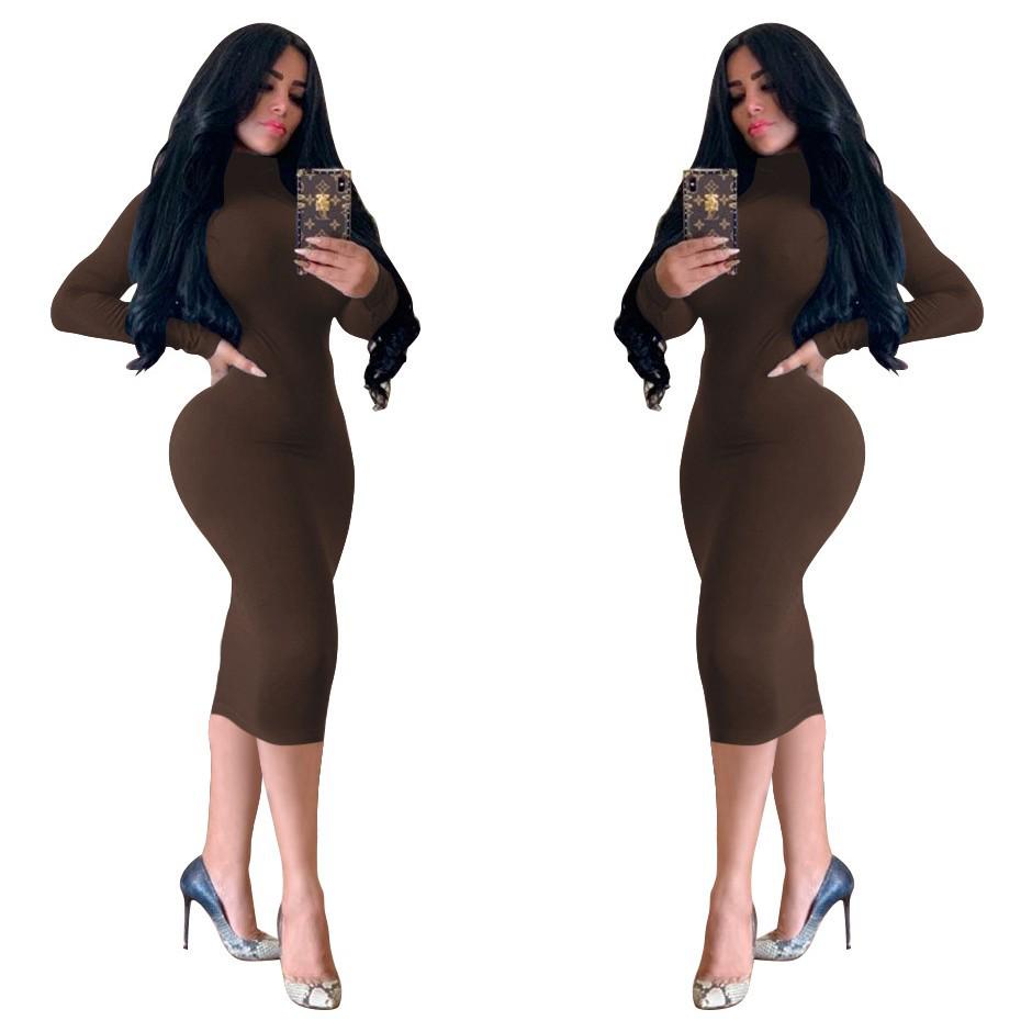 Jesienno-zimowa sukienka bodycon z polaru z wysokim dekoltem: Seksowny, Dopasowany krój