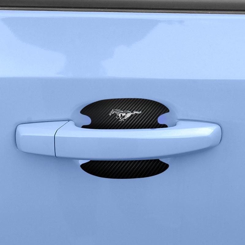 4 Piezas Fibra de Carbono Emblema Pegatina Protectora de Manija de Puerta de Coche Para Ford Focus 2 3 mk3 Fiesta Ranger Mondeo Mustang Transit Fusion Kuga