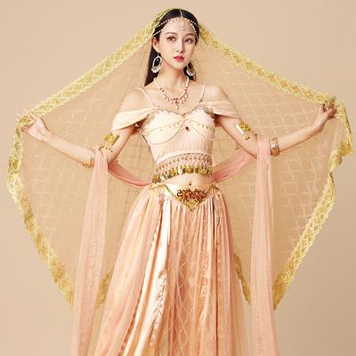Yousheng Indian Dance Veil Mesh z gorącymi kwiatami do tłoczenia Kostium rekwizyt Dorośli Dzieci Wielokrotnego użytku Występy Festiwale Imprezy Kostium dla dorosłych Welon