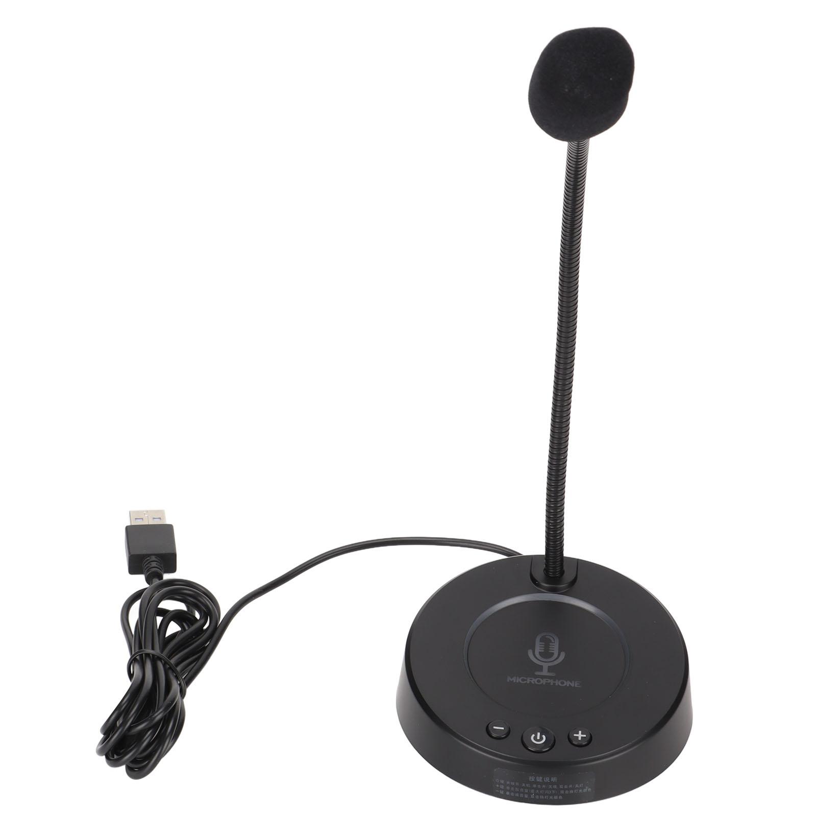 

Настольный микрофон с шумоподавлением, 360-градусный металлический гибкий штатив, защита от помех, RGB USB для компьютера