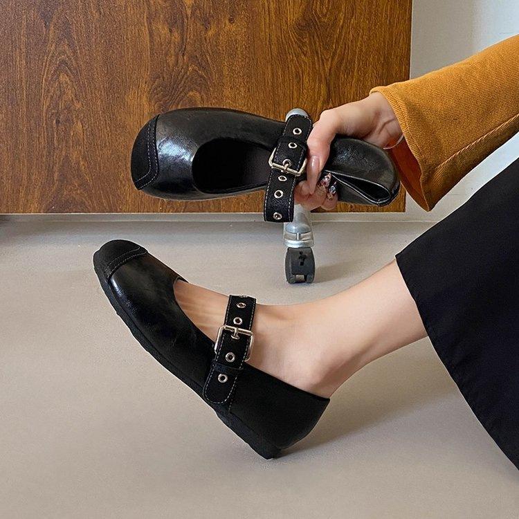 French Retro Mary Jane Shoes New Spring and Summer French Flat Single Shoes Night Breeze Commuter Small Leather Shoes