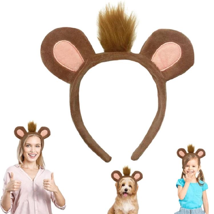 Fasce per Capelli in Peluche a Forma di Animali dello Zoo, Cerchietto con Orecchie, Fascia per Capelli Safari nella Giungla, Cerchietto per Capelli Cosplay per Halloween, Compleanno