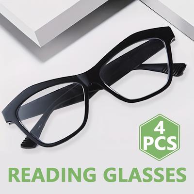 4pcs Anti-blue Light Reading Glasses with Metal Hinges (prescription +1.0 To +3.0 for Men/women, Presbyopia/farsightedness)