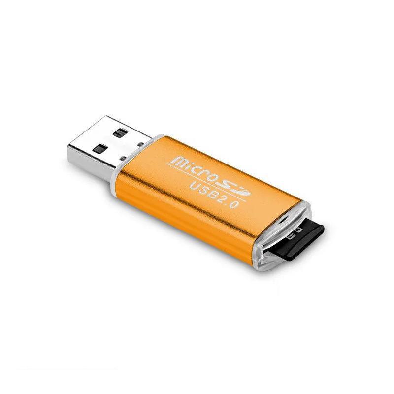 Aluminum USB Mobile Card Reader - Bright Color, High-Speed 2.0, Supports Micro SD/TF/Memory Cards