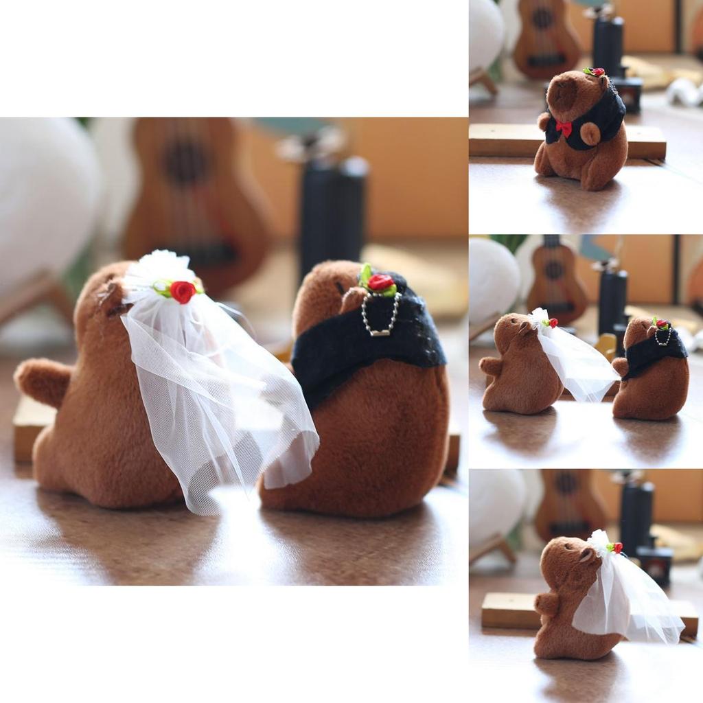 Plush Capybara Couple Keychain With Wedding Dress Soft Toy For Gift Gifts
