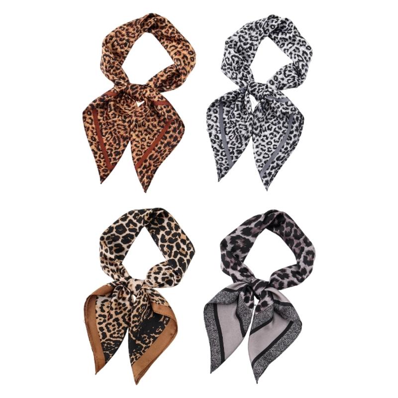 Animal Print Square Scarf Smooth Fabric Neck Head Accessory, 70cm/27.6inch Neckerchief for Outfit Styling Looks