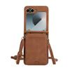 Leather Wallet Card Holder Case for Samsung Galaxy Z Flip 7 6 5 4 3 ZFlip Flip6 Flip5 Flip7 with Crossbody Lanyard Bag Cover