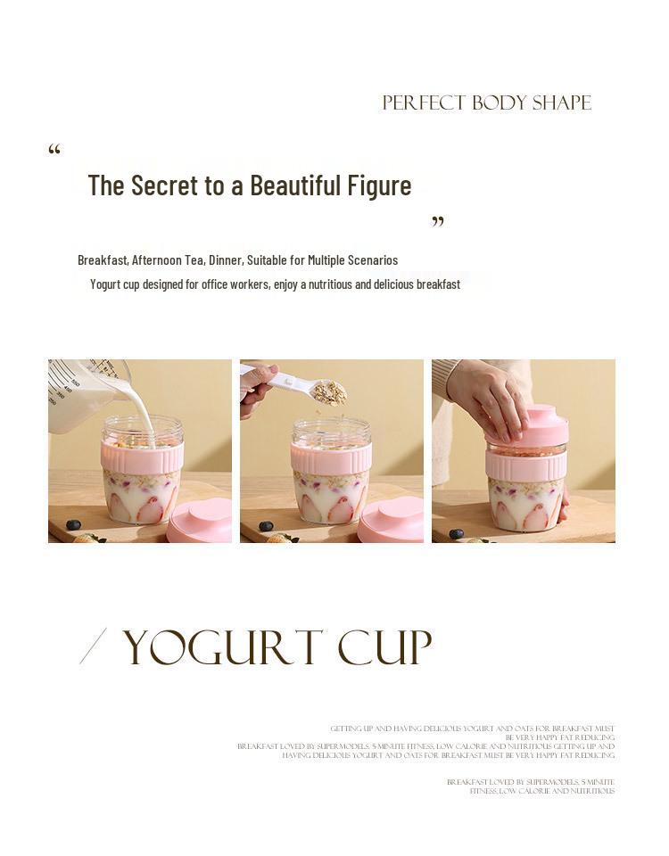 Portable Yogurt & Oatmeal Cup with Lid & Spoon - Perfect for Office & Student Breakfasts