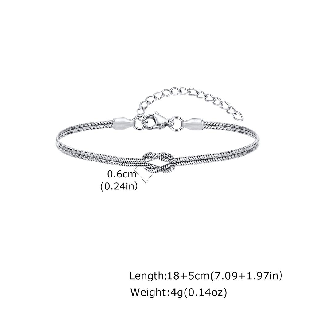 Conjunto de Pulseiras de Casal Nó de Amor da Moda, Pulseiras de Corrente Cobra Redonda de Aço Inoxidável para Mulheres Homens Joias Presente de Dia dos Namorados