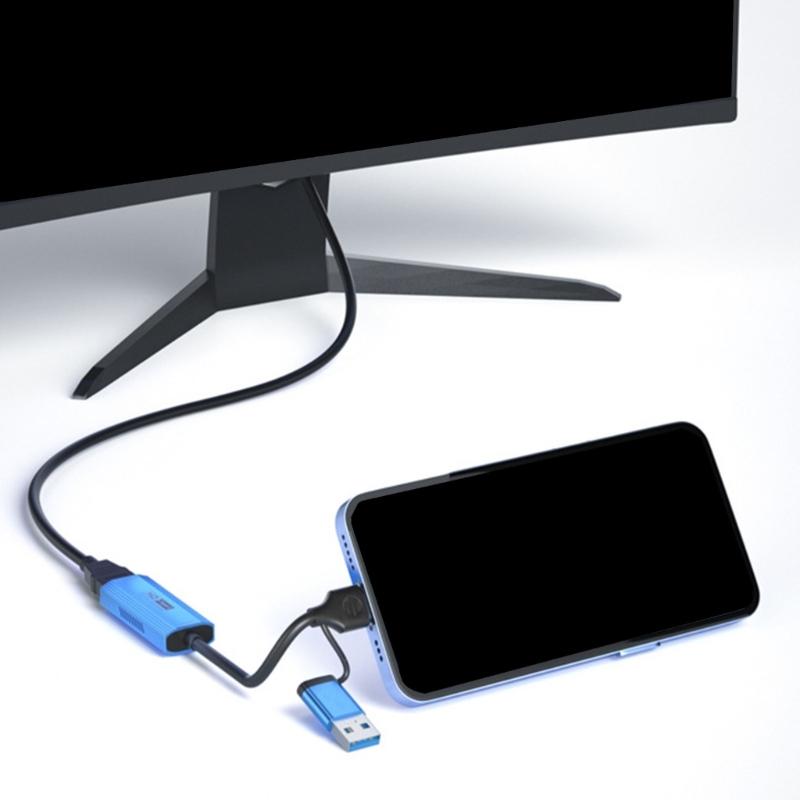 1080P Video Capture Device With USB And USB C Interfaces 4K30Hz Video Adapter For Clear 1080P Clear Video
