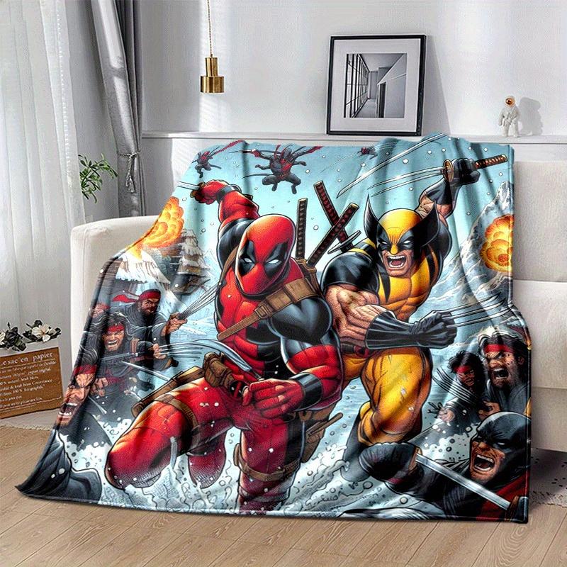 1pc Deadpool and Wolverine Printing Blanket - Soft, All-Season Throw for Living Room, Bedroom,Personalized Gift with Adorable Cartoon Design