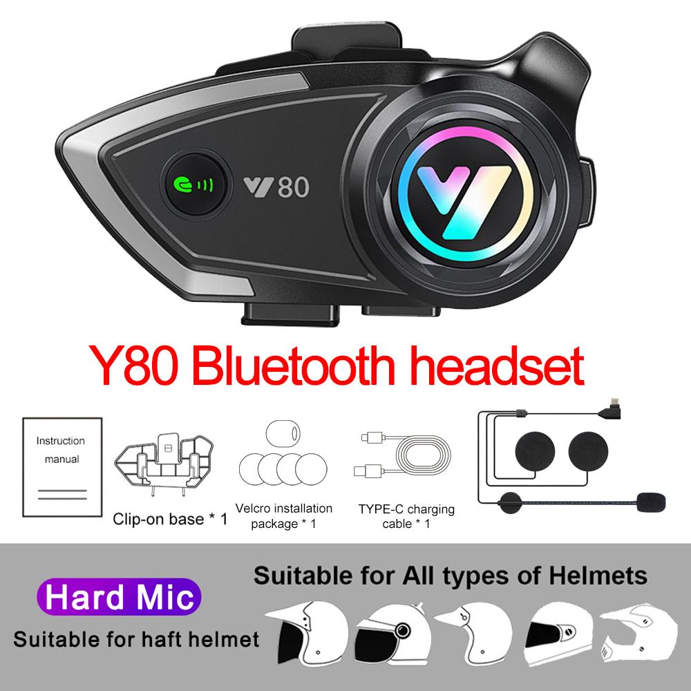 

Y80 2X мотоциклетный шлем интерком Bluetooth гарнитура V5.3 Hands Free вызов беспроводной шумоподавление водонепроницаемый 1000M интерфон